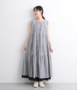 スラブストライプタックワンピース(ネイビーストライプ-ONESIZE)