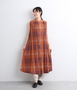PUミックスチェックワンピース(アプリコット-ONESIZE)