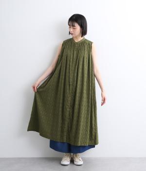 ダイヤドビージャカードノースリーブワンピース(オリーブ-ONESIZE)