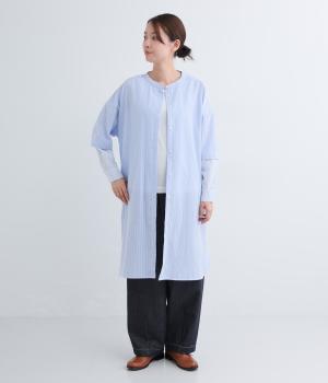 MIXストライプ袖レイヤードワンピース