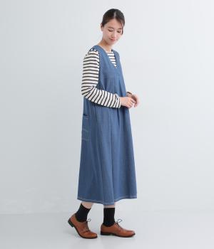 ヘリンボーン裏毛タックジャンパースカート