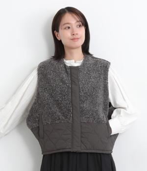 ボア×キルティングエッグベスト