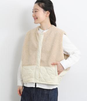 ボア×キルティングエッグベスト(ベージュ-F)