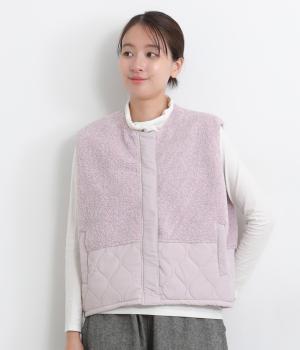 ボア×キルティングエッグベスト(ライトパープル-F)