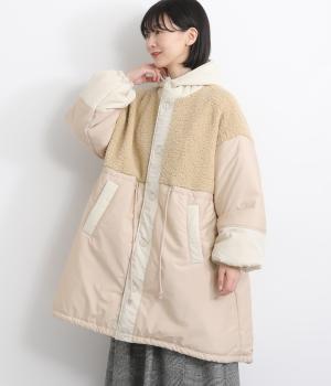 ボア×ワッシャーナイロン×ナイロンボア×ナイロンモッズコート(キナリ-F)