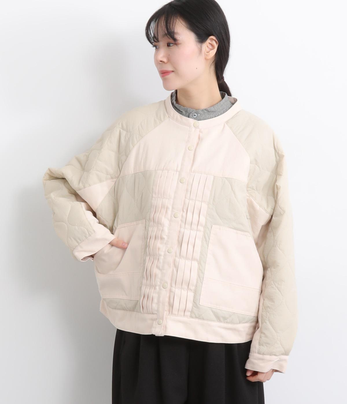 キルティング×ツイルドルマンブルゾン(ナチュラル-F)