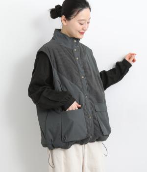 フリース×コーデュロイ×ナイロン切替デザインベスト