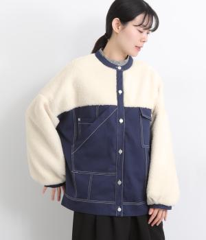 ボア×デニムボアドッキングデニムジャケット