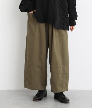 ヘリンボーンツイル製品染めバイオリラックスパンツ(カーキ-F)