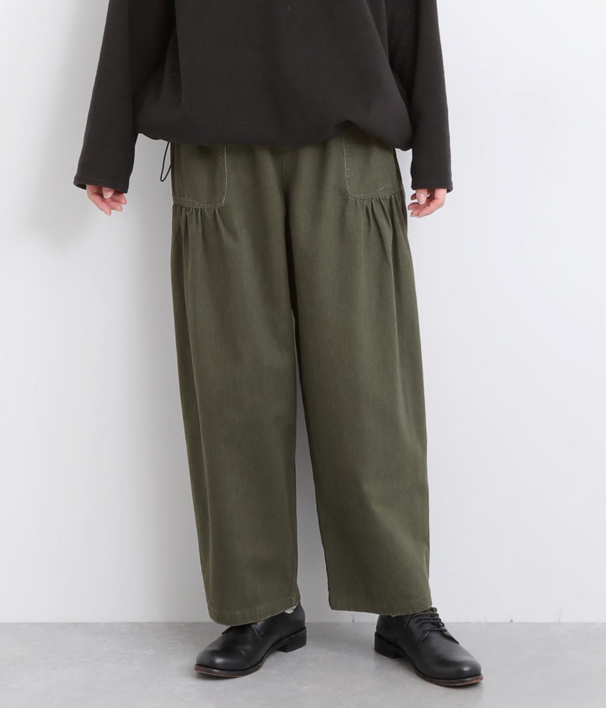 アンティークツイルベイカーギャザーパンツ(オリーブ-F)