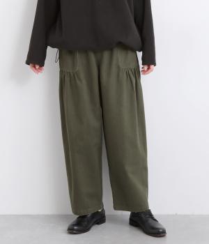 アンティークツイルベイカーギャザーパンツ(オリーブ-F)