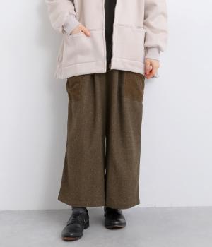 ヘリンボーンワイドパンツ(ブラウン-F)