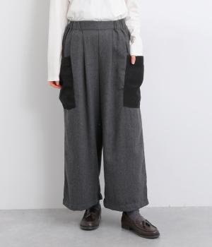 ヘリンボーンワイドパンツ(チャコール-F)