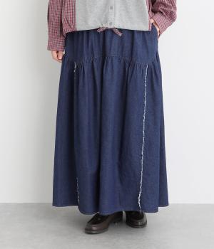 デニムツイルバイオウォッシュ加工スカート