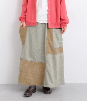 ヘリンボーンパッチワークフレアスカート