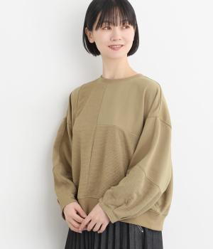 裏毛×リップル異素材ドッキングプルオーバー