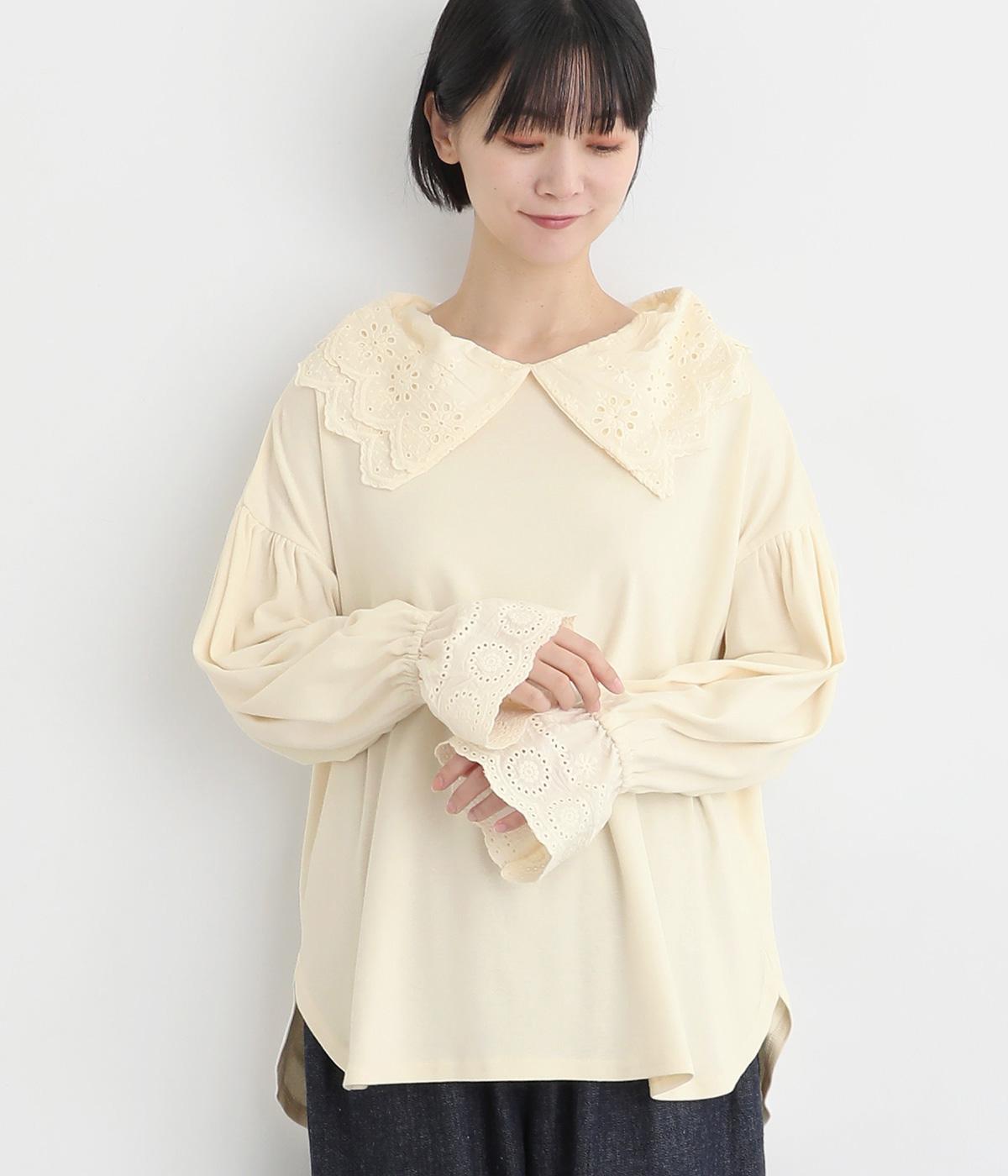 フライスレースカラーカットプルオーバー(ナチュラル-F)