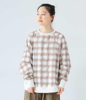 モールチェックバンドカラーシャツ(アイボリー-F)