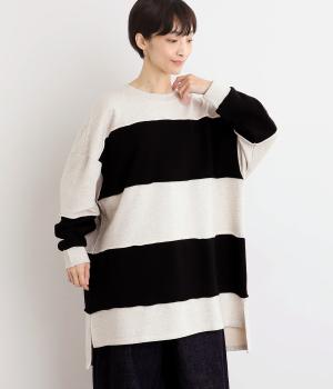 ヘビーウェイトボーダー切替チュニック