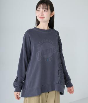 ピグメント裏毛シャーリングロゴプルオーバー(ネイビー-F)