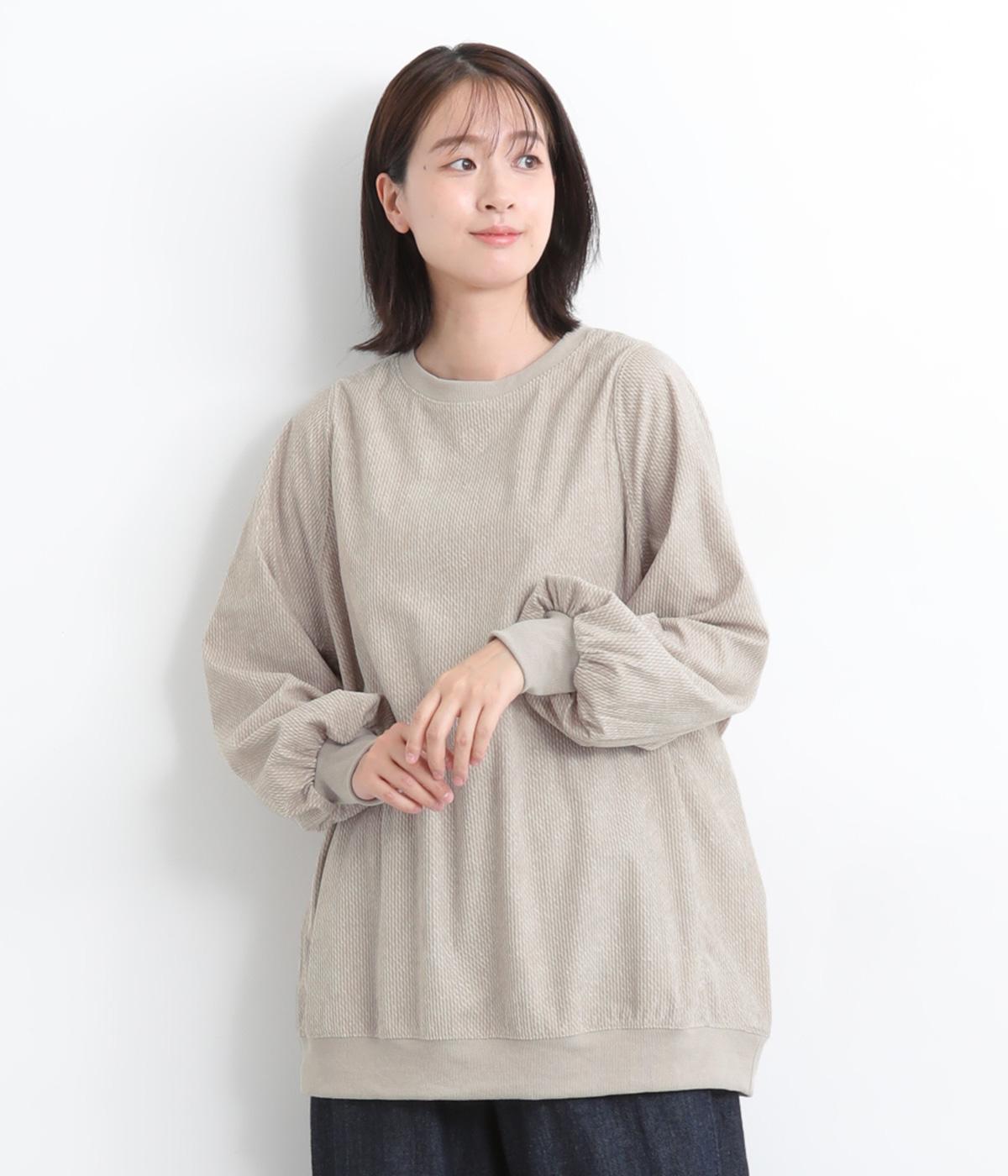 うね起毛リラックスチュニック(グレージュ-F)