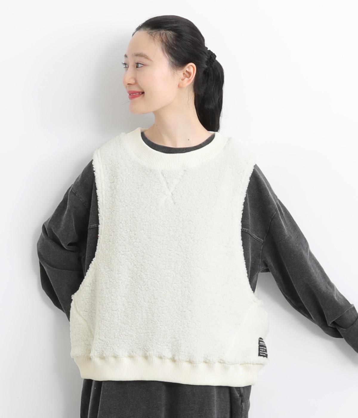 粒ボアハイネックベスト(アイボリー-F)