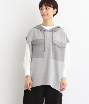 裏毛ニットソーフード付きベスト