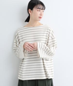 ゆったりボーダープルオーバー(ベージュボーダー-F)