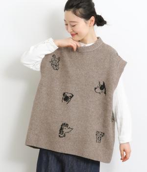 アニマルニット手描き風ワンちゃんベスト