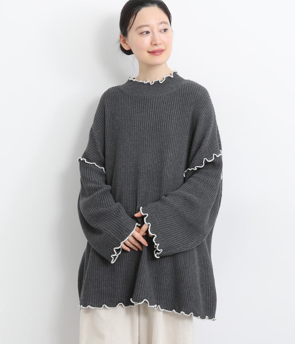 畦編みニット配色メロウ片畦ルーズプルオーバー（LUPILIEN）の商品詳細