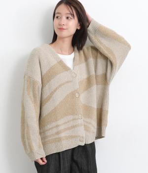 ニュアンス柄モールニットカーディガン