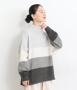 メランジニットメランジボーダープルオーバー
