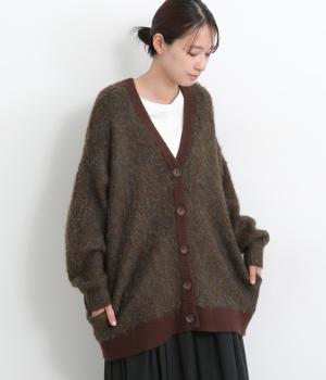 ファーニットふわふわニットカーディガン(ブラウン-F)