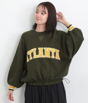 スエットライク裾ドロストプルオーバー