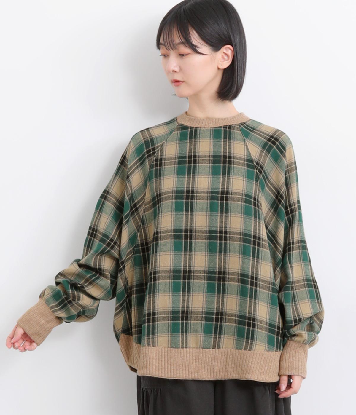 起毛ネルドルマンプルオーバー(グリーンチェック-F)