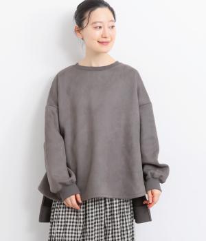 フェイクスエード×フリースフレアプルオーバー