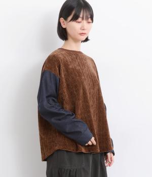 ケーブルカットソー袖ボタンプルオーバー