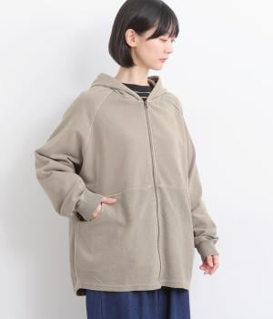 裏毛ピグメントフード裏使いチュニック(グレージュ-F)