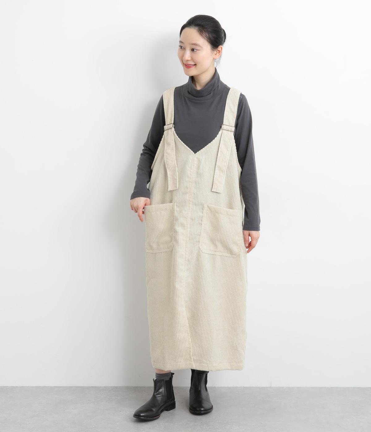太いコーデュロイジャンパースカート(アイボリー-F)