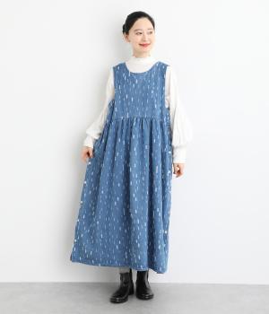 ジャカードデニムサイド釦2wayジャンパースカート