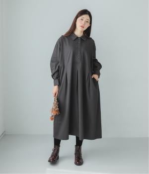 ヘリンボーンツイル襟付きワンピース