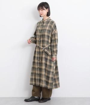 起毛ネルタック羽織ワンピース(ネイビーチェック-F)