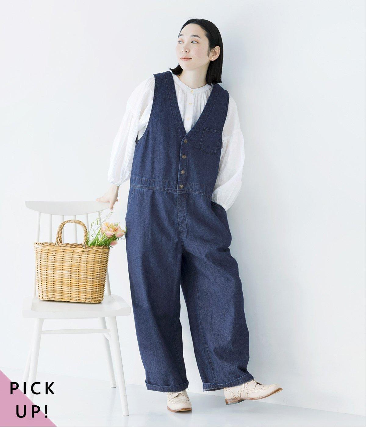 別注｜コットンリネンイージーサロペット(ネイビー-F)