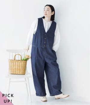 別注｜コットンリネンイージーサロペット(ネイビー-F)