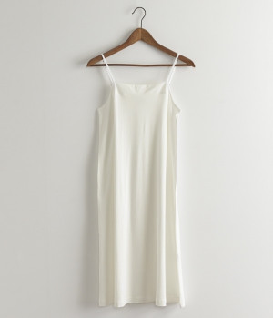 コットン天竺キャミソールワンピース(ホワイト-ONESIZE)