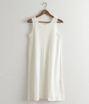 コットン天竺ノースリーブワンピース(ホワイト-ONESIZE)