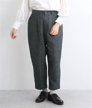 リネンデニムウエストタックパンツ