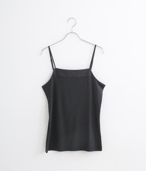 コットン天竺キャミソール(チャコール-ONESIZE)