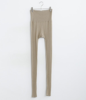 コットンニットランダムテレコハラマキレギンス(グレー-ONESIZE)