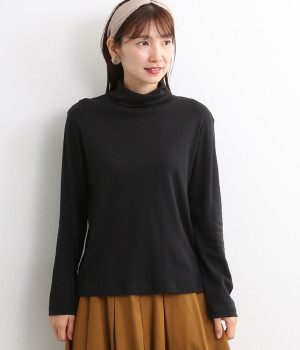 コットンフライスタートルネック(ブラック-ONESIZE)